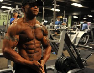 muscular man doing workout 